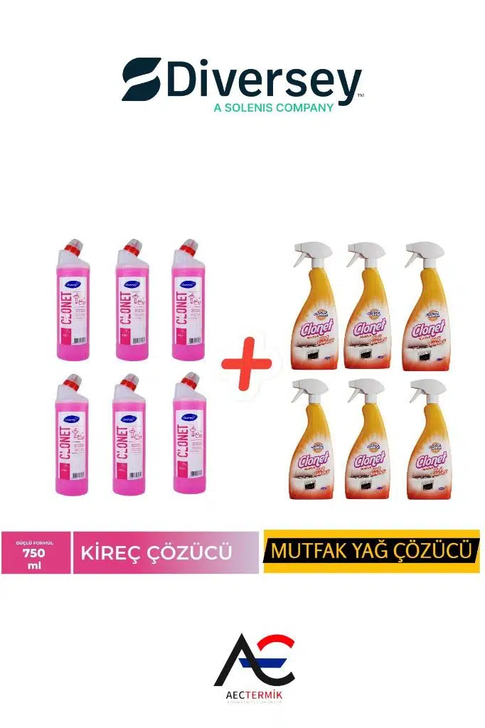 6 Adet Taski Clonet Extra Kireç Çözücü 750 ml 6 Adet Clonet Mutfak Yağ ve Kir Çözücü