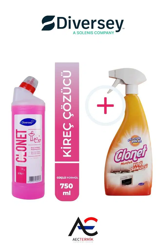 Clonet Temizlik Paketi ( 1 Adet Mutfak Temizleyici + 1 Adet Banyo ve Kireç Çözücü ) 2'li Set