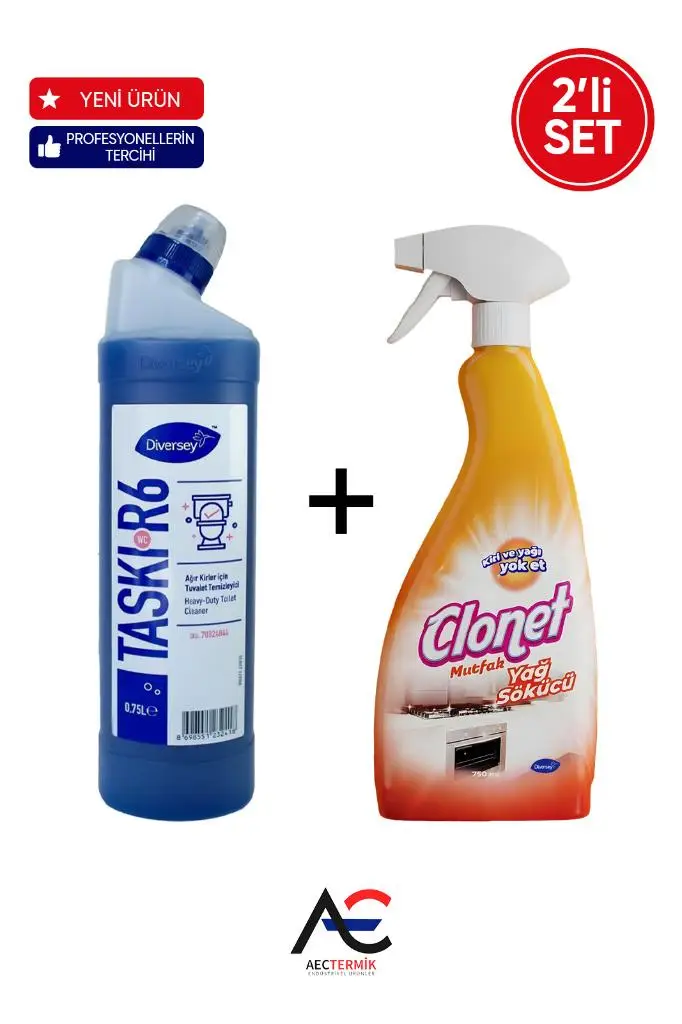 Clonet Temizlik Paketi ( 1 Adet Mutfak Temizleyici + 1 Adet Tuvalet Temizleyici R6 ) 2'lİ Set