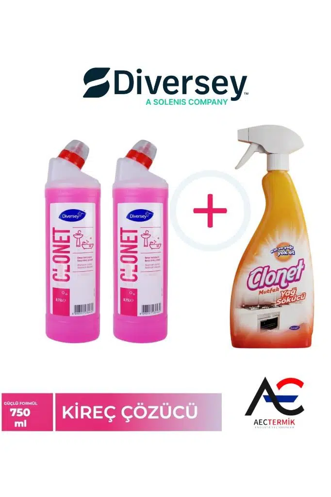 Clonet Temizlik Paketi ( 1 Adet Mutfak Temizleyici + 2 Adet Banyo ve Kireç Çözücü ) 3'lü Set