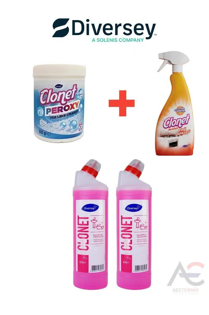 Diversey 4'lü Temizlik Paketi 2 Adet Banyo + 1 Adet Mutfak + 1 Adet Beyazlar için Leke Çıkarıcı 