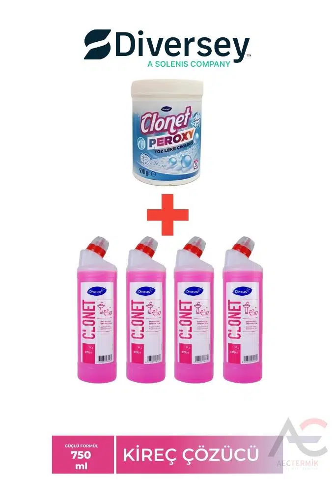 Diversey 5'li Temizlik Paketi 4 Adet Extra Banyo Temizleyici + 1 Adet Beyazlar için Leke Çıkarıcı
