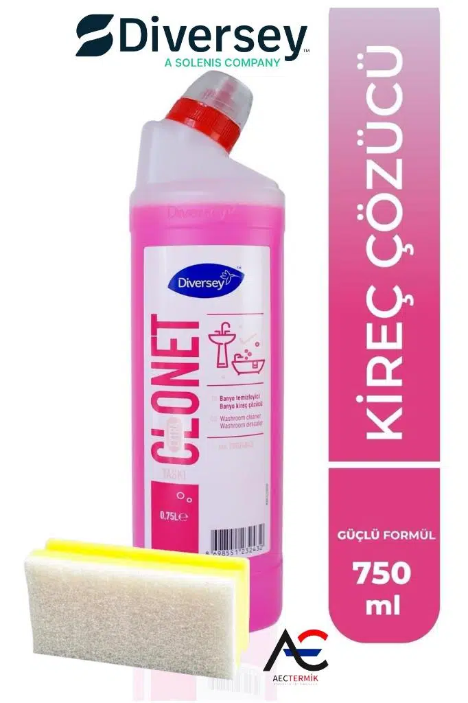 Diversey Clonet Banyo Temizleyici Ve Kireç Çözücü 750 ml 1 Adet + Hassas Temizlik Süngeri 1 Adet 160gr