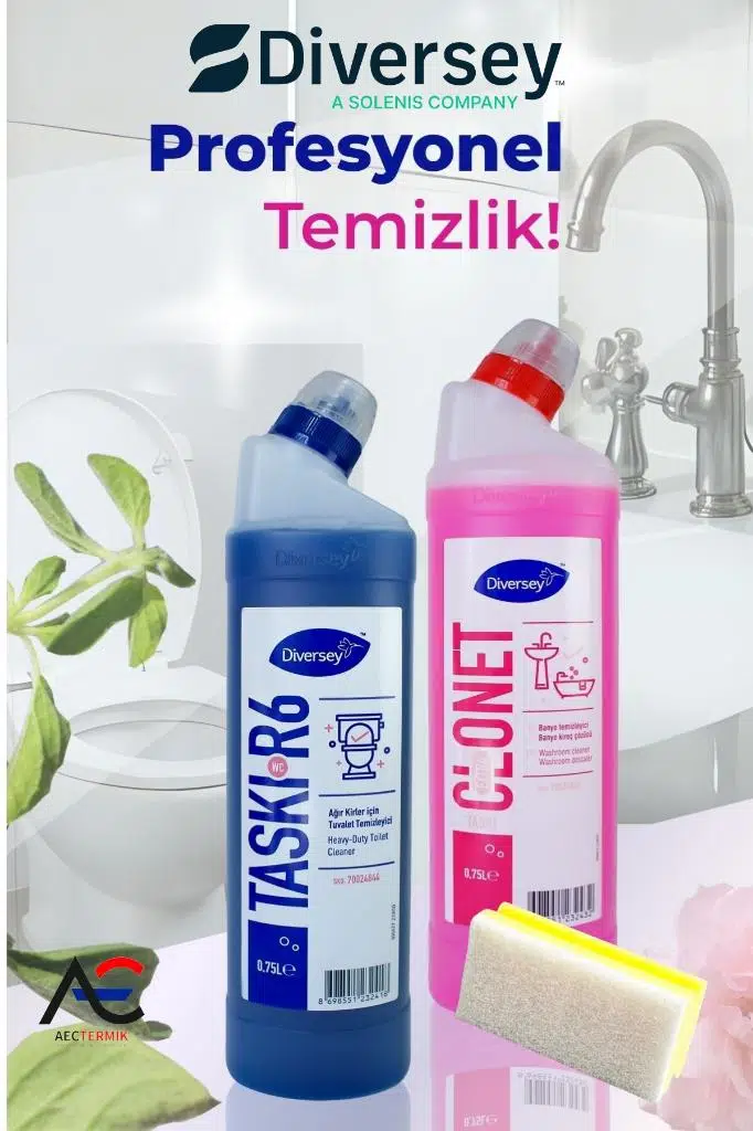 Diversey Clonet Banyo ve R6 Tuvalet Temizleyici 750 ml 1'er Adet + Hassas Temizlik Süngeri 1 Adet 160gr