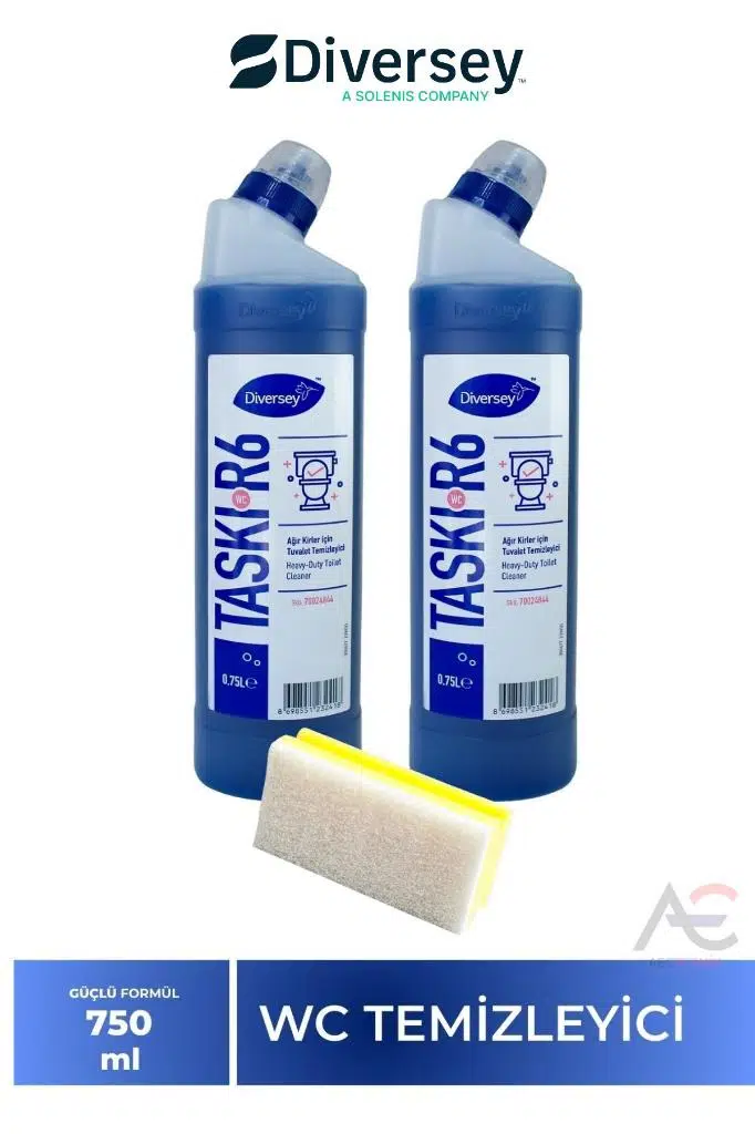 DİVERSEY Tuvalet Temizleyici Taskı R6 Wc 750ml 2 Adet + Hassas Temizlik Süngeri 1 Adet 160gr