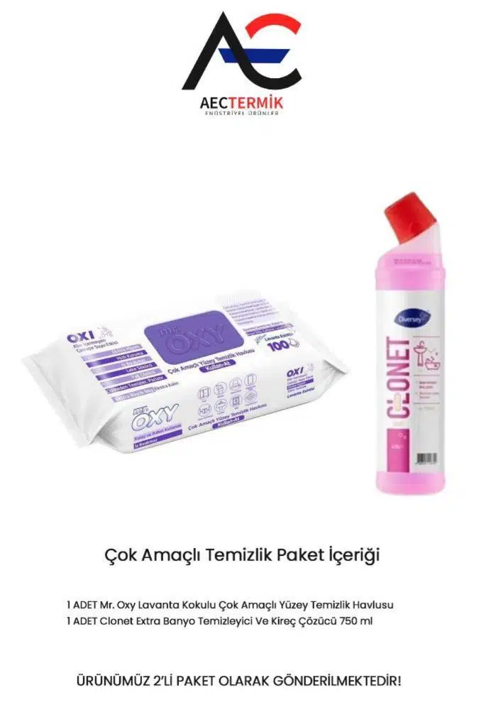 Lavanta Kokulu Çok Amaçlı Yüzey Temizleyici, Clonet Banyo Temizlik Seti 2'li Paket